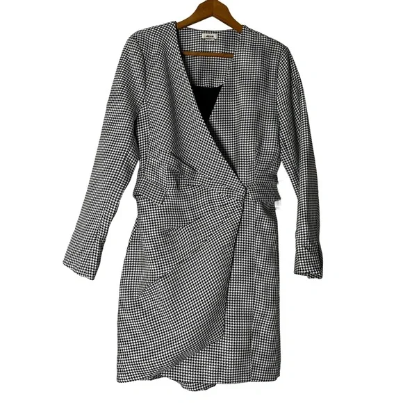 NWT Jason Wu Black And White Houndstooth Blazer Wrap Mini Dress Women’s Size L - Picture 12 of 12